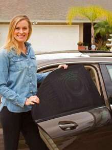 2 piezas Parasol para asiento de coche de bebé, Cortinas para ventana de coche de niño, Parasol de malla negra para ventana lateral del asiento trasero, Diseño transparente y transpirable, No bloquea la visión ni interfiere con el funcionamiento de la ventana, Adecuado para dar sombra y protección contra mosquitos para bebés y niños en automóviles