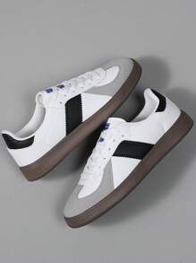 4-Season Lightweight Soft Sole Trainers For Men, Round Toe Lace-Up Comfortable Casual Sports Shoes
