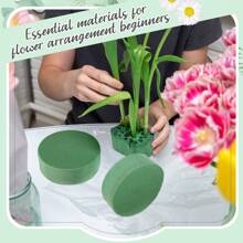 6pcs Green Floral Foam, Round Florist Foam Brick, Dry Floral Foam Blocks, Fresh Flowers Foam Mud, DIY Flower Arrangements Supplies For Wedding And Festival Party Decor