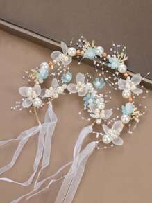 4 peças/2 peças/1 peça Conjunto de Tiara de Pérola de Liga Elegante para Meninas, Conjunto de 2 Peças de Tiara de Pérola e Pulseira de Pérola para Dama de Honra, Conjunto de Vestido de Flor de Fada para Meninas, Adequado para Apresentações, Festas, Fotografia e Danças, Tornando-o um presente ideal para meninas