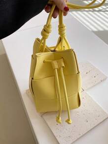 1 pieza Bolso tipo cubo de moda mini, bolso de mano casual y versátil tejido para mujer, bolso transversal de alta gama para el trabajo, bolso de diseño exclusivo para el hombro para uso diario