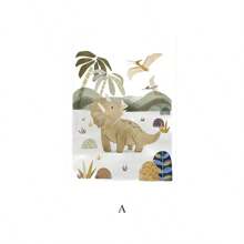 1PC Animal Dinosaur Brachiosaur Children's Bedroom Decoration Tyrannosaurus Rex Cartoon Animal Painting Mural Nordic Poster Decoration Canvas Oil Painting Living Room Home Room Decoration Frameless
