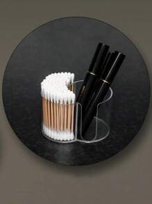1 Set: Q-Tip Holder, Bathroom Cup Toothpick Dispenser, Q-Tip Paper Cup Toothpick Storage Box, Bathroom Accessories Storage Box, Vanity Makeup Organizer (Transparent),For Holiday Beach, Bathroom Collection, Bedroom Collection, Large Capacity