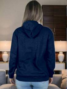 Men's Sweatshirts Plain Flannel Kangaroo Top Cold Hooded - 藏蓝色 - 查看 6