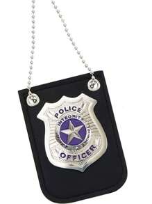1pc Dress Up America Police Badge - Masquerade Dress Up Props,Pretend Play PD Badge With Chain & Belt Clip,Gold And Silver Police Costume,Police,Police Badge