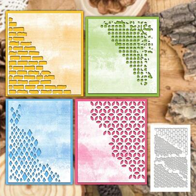 1pc 4 Designs Vintage Distressed Texture Lace Brick Wall Background Metal Cutting Dies For Birthday Wedding Decoration Scrapbooking Paper Crafts DIY Scrapbook And Die Cutting Templates