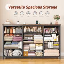 EnHomee 55" W  Lagre Dresser For Bedroom With Mirror & LED Lights And Charging Station, Vanity Table With 10 Fabric Drawers And Lighted Mirror, Dressers & Chests Of Drawers For Bedroom, Closet, Hallway, Rust Brown - 查看 6
