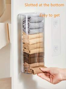 1pc Wall-Mounted Under Cabinet Organizer For Bras, Socks & Underwear - Transparent Plastic Hanging Storage Box With Multiple Compartments For Closet Organization, Closet Organizers And Storage