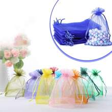 50 件/100 件透明欧根纱束口袋，适用于婚礼回礼、派对、礼品珠宝、糖果、生日、圣诞节、节日、肥皂、化妆品、包装用品