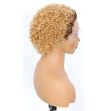 Pixie Cut Curly Human Hair Wigs Ginger 350 Short Curly Lace Front Human Hair Wigs For Women 6 Inch 13x1 Transparent Lace Frontal Wigs Water Wave Dark Rooted To Ginger Orange Color - T4/27 - 查看 6