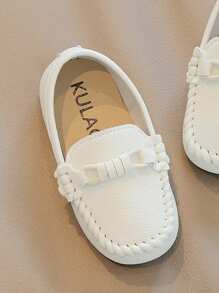 1 Pair Kids Anti-Slip Soft Bottom Classic British Style Loafers, Suitable For Dresses In Spring/Autumn - White - View 5