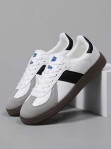 4-Season Lightweight Soft Sole Trainers For Men, Round Toe Lace-Up Comfortable Casual Sports Shoes