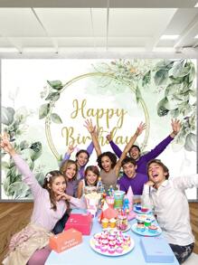 1 Stück Glücklicher Geburtstag Fotografie Hintergrund mit grünen Eukalyptusblättern und goldenem Kreis, Fotohintergrund 150 x 100 cm / 210 x 150 cm / 240 x 180 cm / 270 x 180 cm, Neugeborenen Party Banner für drinnen und Outdoor, Dekorationsmaterial