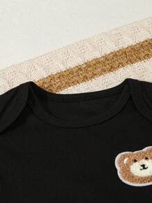 3 件套男婴短袖夏季服装，男婴熊印花连体衣，婴儿爬行服 - 彩色 - 查看 5