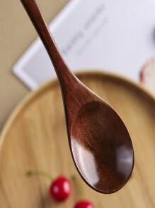 1/2/5/10 piezas Cucharas de madera con mango largo de madera de alcanfor japonesa para comer arroz, revolver, ramen