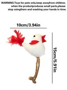 1pc New Mini Realistic Chicken Cat Lover And Cat Mom Love Toy, Sisal Rope & Feather With Bell, Sound Activated Interactive Cat Lover And Cat Mom Love Teaser Toy