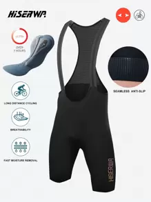 HISERWA Cycling Bib Shorts Men 7 Hours Italy Elastic Interface Pad Men's Cycling Shorts, With Double Arrow Chamois, Seamless Silicone Non-Slip Leg Grippers, Breathable, Highly Elastic, Good Wrapping, Black Cycling Bib Shorts