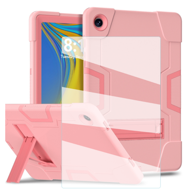 PACK Mica + Funda para tableta ipad y galaxy tab resistente contracaidas uso rudo con base