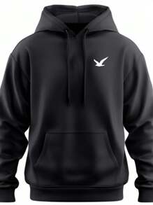 Men's Sweatshirt Kangaroo Sweatshirt Cold Weather Top - Black - View 2