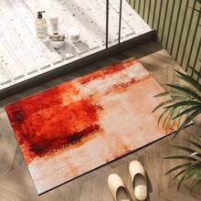 1pc Abstract Pattern Printed Anti-Slip Diatomite Kitchen Rug, 3D Printed Rectangular Carpet Suitable For Living Room, Bedroom, Hallway, Bathroom, Laundry Room - Polyester Carpet For Indoor Outdoor Home Decor