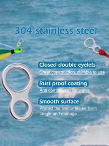 Goture 50pcs Stainless Steel Fishing Solid Ring, 8-Shaped Connecting Ring Fishing Jigging Ring Kit Fishing Accessories - Grey - View 7