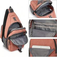 Mochila bandolera con bloqueo RFID, bandolera para senderismo, viajes - Naranja Claro - Ver 11