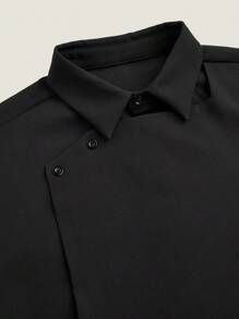 2pcs/Set Men's Black Dashiki, Unique Patchwork Design, Button, Long Sleeve, Lapel, Elastic Waist Pants, African Clothing, Men's Casual Shirt & Pants Set, New Collection For All Seasons, Street Style, Party, Date, Wedding, Cultural Events, Traditional Ceremonies - View 5