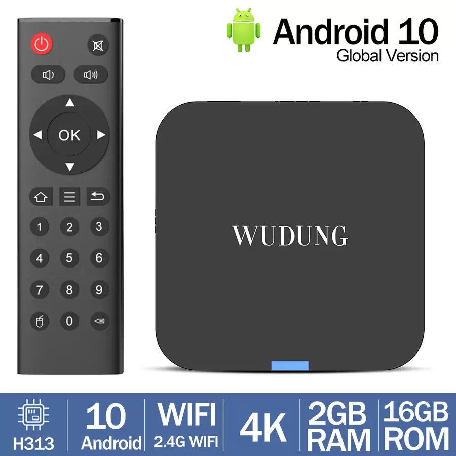 WUDUNG TX1 Android 10.0 Set Top TV BOX Allwinner H313 Quad Core 4K Mini 2GB 16GB Smart TVBox Media Player - Black - View 1