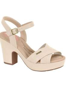 Modare Women's Orthopedic Thick Heel Sandal Platform High Heel 9cm With Platform - Cream - View 1