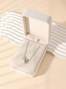 1 Fashion Simple Stainless Steel Love Letters Ladies Pendant Necklace Suitable For Ladies Daily Wear Holiday Dating Gift Jewellery Mother's Day Gift (With Gift Box)