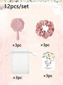 36/12/8/4 件花卉手柄化妆镜，玫瑰设计紧凑型镜子公主镜镜子迷你可爱镜子，手持镜，手持化妆镜，紧凑型旅行镜，礼品套装，非常适合生日、婚礼、派对，送给同事、朋友和家人的完美礼物，情人节伴娘礼物伴娘礼物拥抱卡 - 彩色 - 查看 10