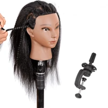 100% Human Hair Model Head, Suitable For Hairstyling And Braiding, With Clip Fastener - Black - View 13