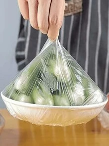 100 个弹性食品保鲜膜套 - 可拉伸透明盖子，一次性，多用途，无味厨房食品保鲜膜，家庭、餐厅、野餐防尘 - 适合所有尺寸的盘子，野餐必备 | 可重复使用的保鲜膜 | 可拉伸材料 - 透明 - 查看 6