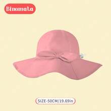 Binomata Sombrero de cubo de unicolor para niñas de 0 a 6 años, protección solar, ajustable, impermeable, ala ancha, sombrero de playa, protección UV UPF50+