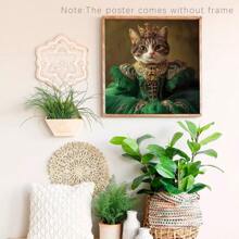1pc Customizing A Unique Pet Portrait On Canvas, Featuring A Queen Dog, Personalized Royal Pet Artwork, Renaissance-Style Cat Posters, And Royal Animal Prints For Home Decor In The Bedroom, Optional Frame