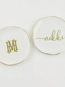Personalized Text Pattern Ceramic Jewelry Tray, Mr Mrs Ring Dish Personalized Wedding Ring Dish Custom Jewelry Ceramic Trinket Tray With Name Engagement Ring Holder Wedding Gift Decor For Couple Bride Friend,Chic Autumn - White - View 11