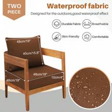 Outdoor Seat Cushion Set Waterproof & Fade-Resistant Patio Chair Cushions With Removable Cover, Deep Seat & Back Cushion Outdoor Patio Furniture Non-Slip Straps & Handle For Garden, Deck, Porch, Sofa Chair Cushion Set - 咖啡棕 - 查看 3