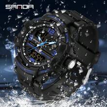 SANDA. SANDA Luxury G Series Shock-Resistant Men's Electronic Watch, Outdoor Sports LED Pointer/Digital Dual Display Chronograph, Military Dual Display, 50M Water Resistant - one-size - View 5