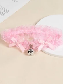 1 pieza Cadena de pierna con lazo y encaje, accesorio de collar gargantilla, joyería de correa para la pierna