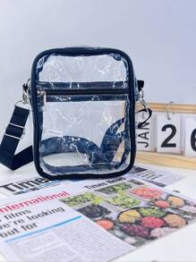 1pc PVC Material Transparent Zipper Closure Unisex Crossbody Bag/Jelly Bag, Suitable For Summer Outdoor Use And Birthday Gift - A - View 5