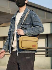 Men's Fashion Casual Sling Shoulder Bag, College Student Crossbody Backpack Sling Bag - Khaki - View 4