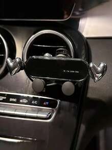 The New Car Phone Holder With A Cute Heart-Shaped Cartoon Design Is A Car Air Vent Navigation Support Bracket For Car Interior Decoration,Upgraded Silver PVC Dashboard Air Vent Mount For Women, Simple And Easy To Install, Air Vent Phone Car Mount, Detachable, Washable, Durable, Can Be Firmly Fixed In The Car, Suitable For Any Model. And Reliable, Firmly Inlaid