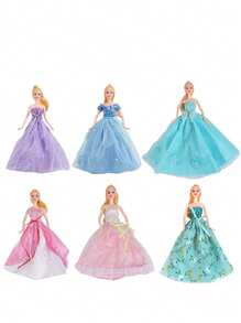 1pc 30cm Bride Doll Wedding Dress, Cute Plaything With Long Train