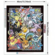 pokemon Kit de pintura de diamantes 5D - Dibujos animados, animación, - Retrato familiar de Pikachu, gemas acrílicas redondas, set de artesanía en lienzo, pintura de arte de diamantes, decoración de pared del hogar, manualidades, arte de diamantes, favorito de los coleccionistas, regalo ideal para familiares y amigos, feriados