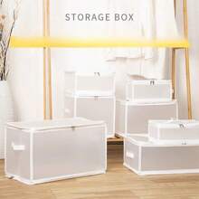 1pc Waterproof Transparent PP Storage Box, Clothing, Toys, Quilt, Home Organizer, Moisture-Proof Plastic Transparent Storage Box, Kitchen, Room, Office Cabinet Storage, Waterproof Storage Box, Makeup, Toys, Clothing Organizer Box, Waterproof Foldable Transparent Storage Box, Clothes Sorting Organizer Bag