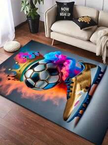 1pc Summer Soccer Carpets, Outdoor Picnic Decorative Rugs, Home Decor Carpets For Living Room, Bedroom, Bathroom, Study, Closet, Lavatory