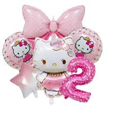 Sanrio Number Balloon Set,  Cute Birthday Package Decorations,  Cartoon Foil Balloon, Digital Printed Balloons,  Birthday Party Decor Balloon Set,  Pink Cute Theme Party Balloon Decoration Combo,  Room Wall Background Creative Decoration