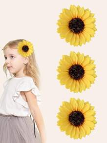 3Pcs Girls Yellow Sunflower Beach Hair Clips & Hawaiian Hair Accessories For Wedding & Party Beach Vacation- Hair Clip & Decorative Hair Clips For Girls