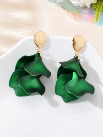 1 par Mode Fairy Green Blomma kronblad Akryl Dingla örhängen Party Daily Festival Smycken