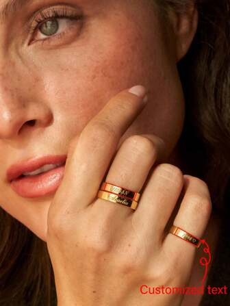 Personalized Engraved Name Rings - Gold And Silver Customized Wedding/Anniversary Rings - Stackable Rings, Engravable Rings For Women & Mothers